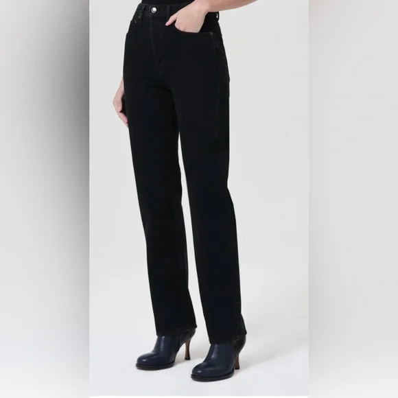 NWT AGOLDE 90's Pinch Waist Long Jeans in Black - Picture 3 of 10